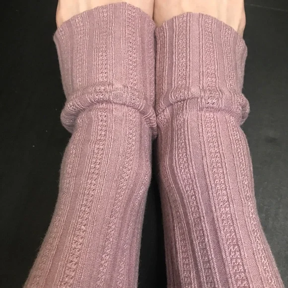 Handmade Long Purple Knit Leg Warmers Sweater Knee Socks Thigh Highs Leggings - Picture 5 of 5